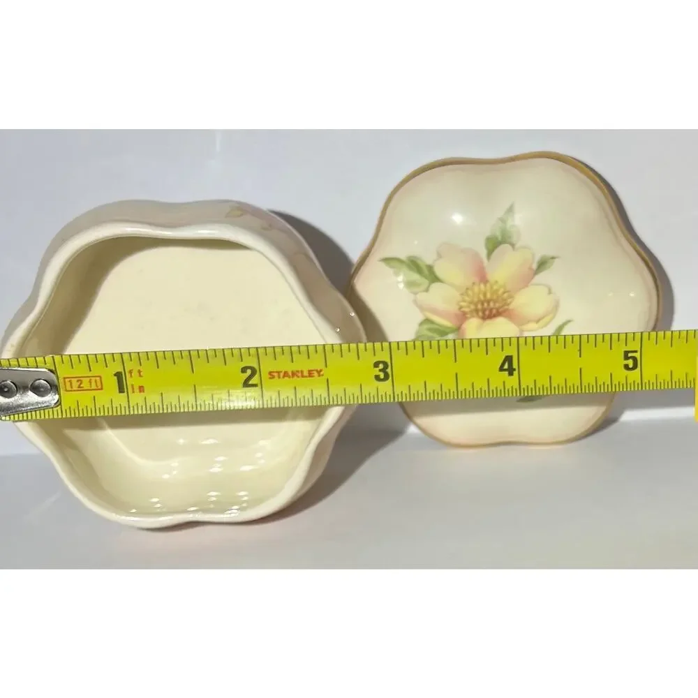 Vintage Retro Porcelain Flower Trinket Box PALISSY Royal Worcester w lid England